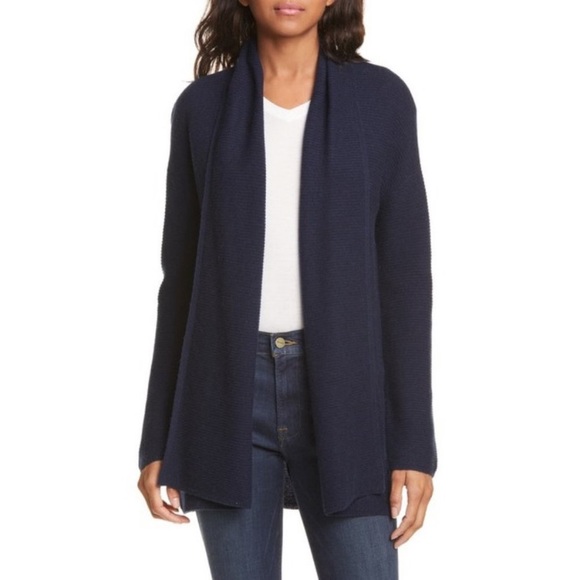 Nordstrom Sweaters - NWT Nordstrom Navy Blue 100% Cashmere Open Front Ribbed Cardigan Size S